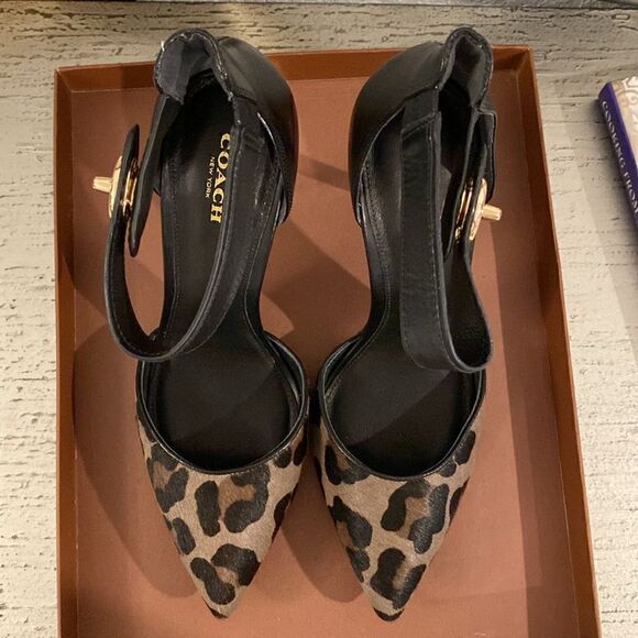 New Coach Houston Ocelot Calf Hair Calfskin Heels - Picture 9 of 13